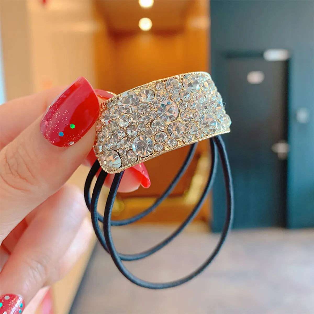 Dongdaemun Elegant Rhinestone Headband Female  Internet Celebrity Hair Tie Rubber Band Ponytail Hair Ring  New Hair Accessories