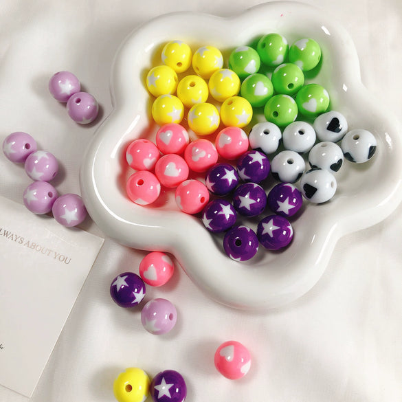 Dopamine Card Loose Beads Mobile Phone Chain Pendant Acrylic Love Star Pattern Diy Material
