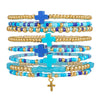 Dopamine Colorful Shell Cross Bracelet Multilayered Handmade With Rice Beads Soft Clay