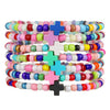 Dopamine Colorful Shell Cross Bracelet Multilayered Handmade With Rice Beads Soft Clay