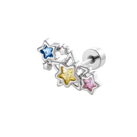 Dopamine Fivepointed Star Zirconia Titanium Steel Girly Earrings