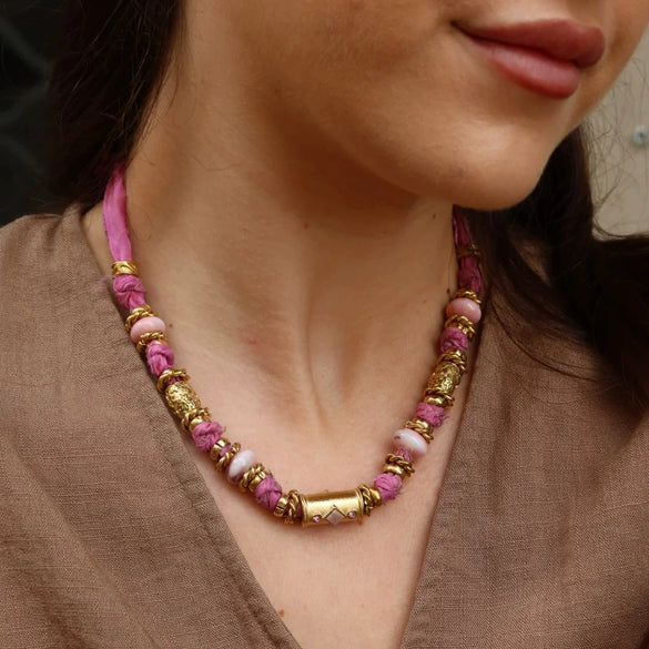 Dopamine Necklace Zircon Handmade Cylindrical Ushaped Copper Electroplating