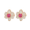 Dopamine Rose Red Women's Exaggerated Highend Earrings Zinc Alloy Flower Electroplated