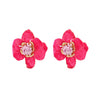 Dopamine Rose Red Women's Exaggerated Highend Earrings Zinc Alloy Flower Electroplated