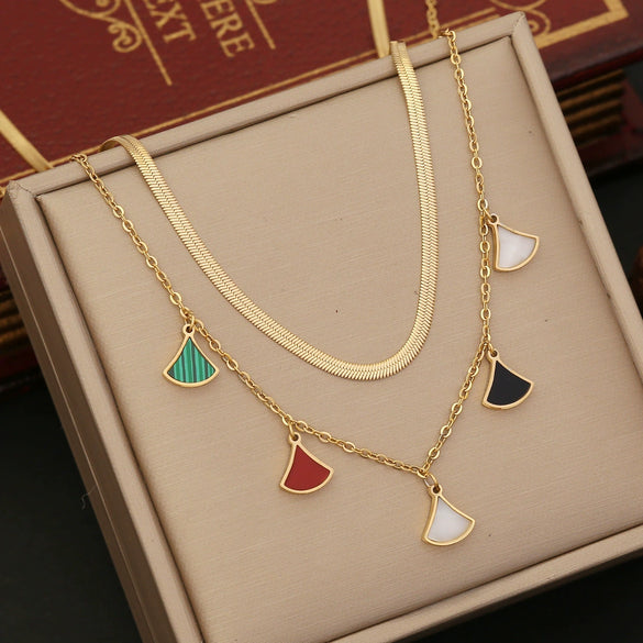Double Butterfly Star Moon Clavicle Chain Stainless Steel Necklace With Electroplating For Women