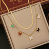 Double Butterfly Star Moon Clavicle Chain Stainless Steel Necklace With Electroplating For Women