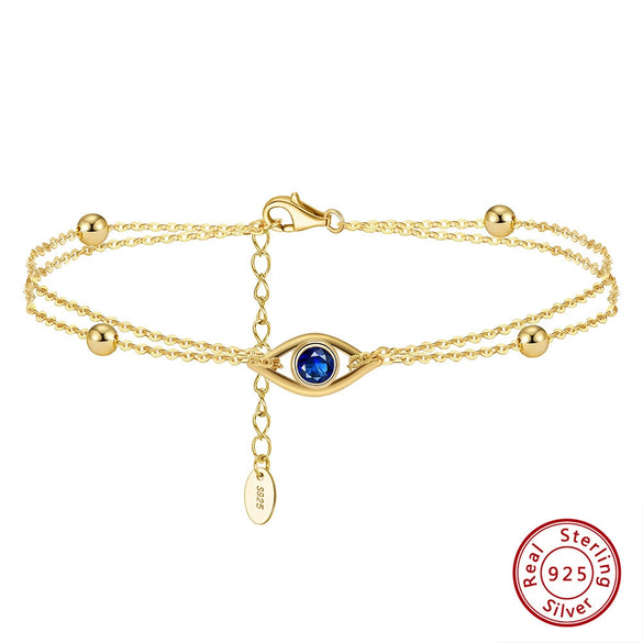 Double Chain Bracelet Silver Electroplating Devil's Eye Style Unisex And Women's