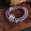 Double Crystal Bracelet Handmade Lion Moon Pearl Double Circle Design For Women