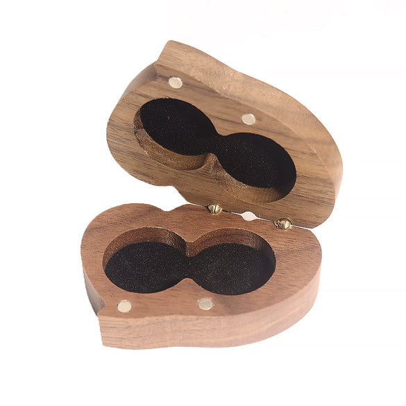 Double Heart Black Walnut Solid Wood Jewelry Storage Box Creative Wooden Heart Shaped Ring Box