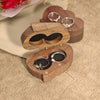 Double Heart Black Walnut Solid Wood Jewelry Storage Box Creative Wooden Heart Shaped Ring Box
