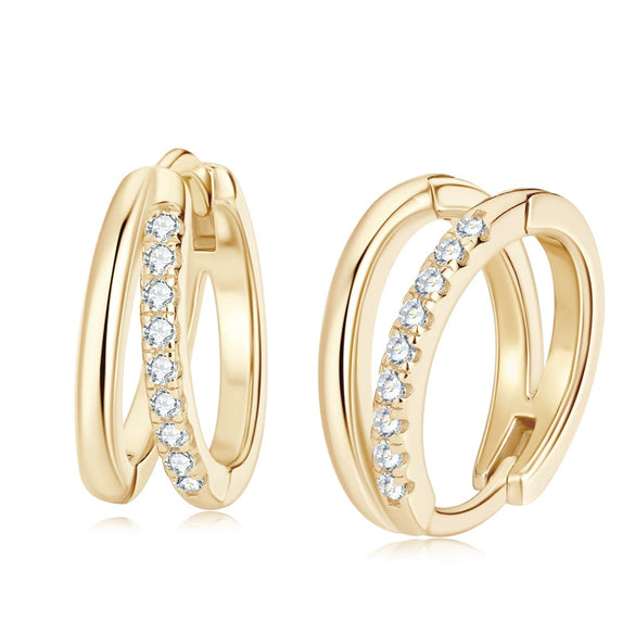 Double Hoop Earrings For Women Moissanite 925 Sterling Silver Geometric Electroplated