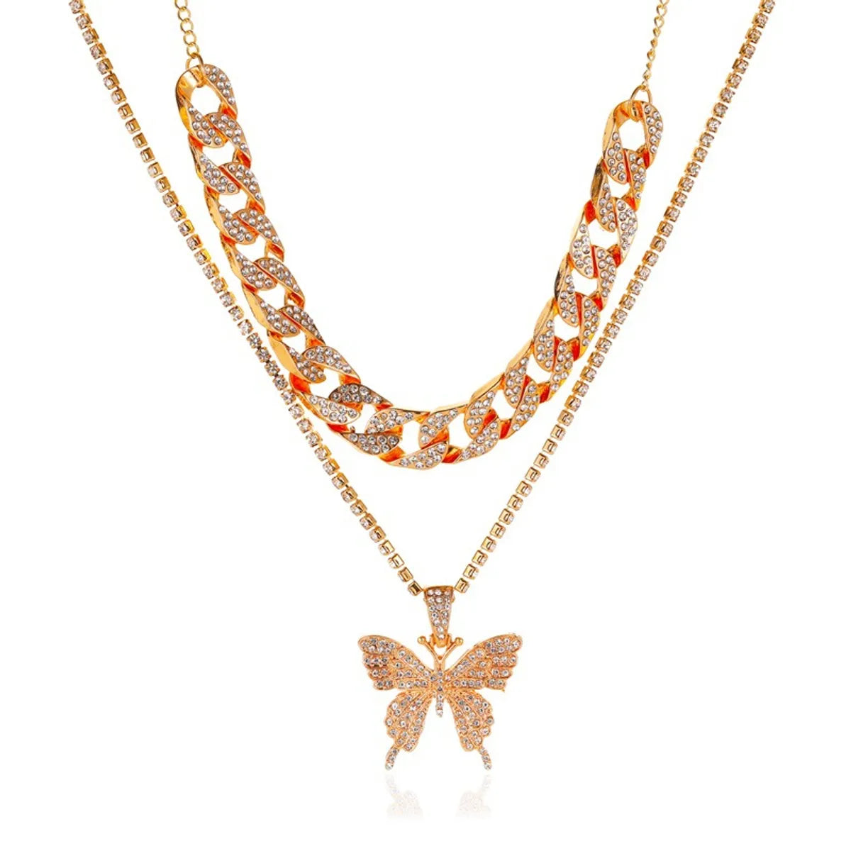 Double-layer Big Butterfly Exaggerated Diamond Necklace