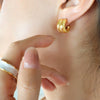 Double Layer C Shaped Half Ring Mirror Earrings For Women Titanium Steel 18K Gold Plated Geometric Style Electroplated