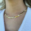 Double Layer Cross Flat Snake Chain Necklace For Women Stainless Steel Pvdp Furnace Real Gold Plated Geometric Style