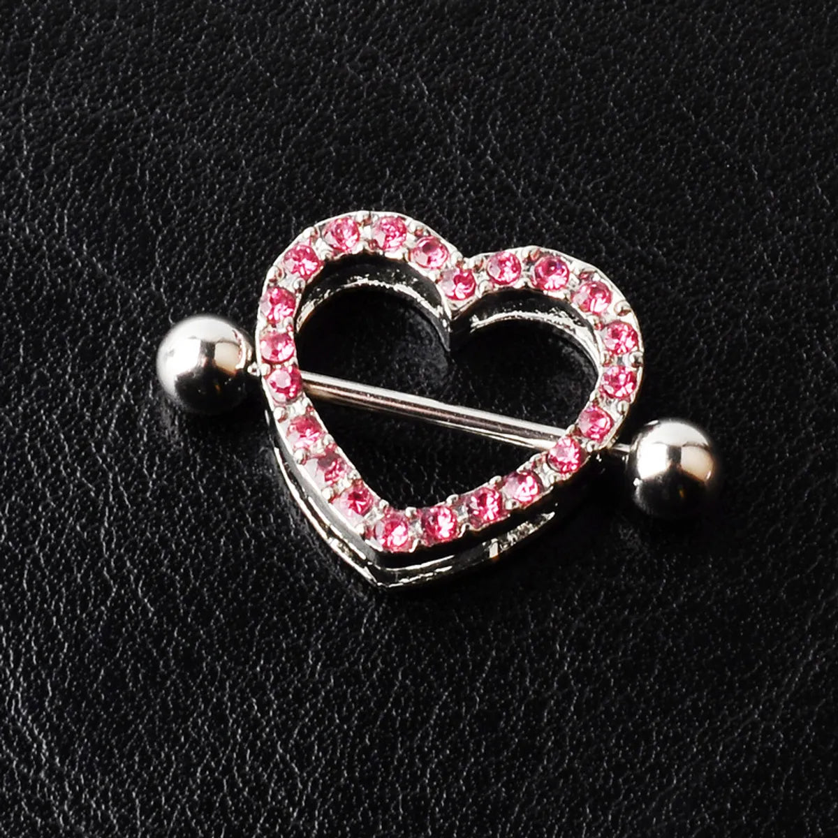 Sexy Heart Stainless Steel Inlay Rhinestones Nipple Ring