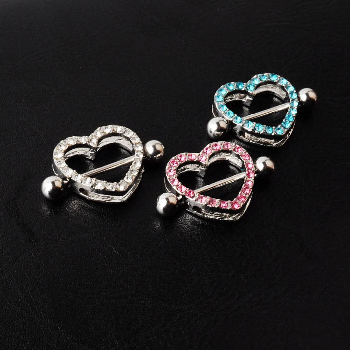 Sexy Heart Stainless Steel Inlay Rhinestones Nipple Ring