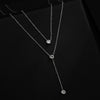 Double Layer Diamond Encrusted Women's Light Luxury Niche Stacked Y Shaped Titanium Steel Necklace With Electroplating And Geometric Design