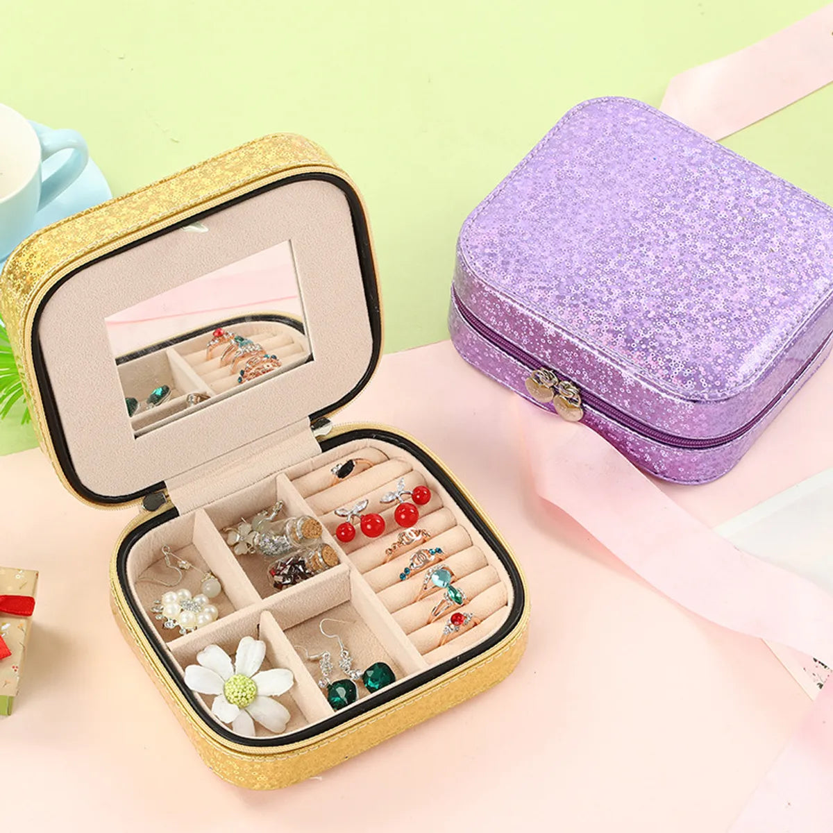 Double-Layer Jewelry Storage Box Simple Earrings Hairpin Necklace Compartment Storage Box Jewelry Wholesale Wholesale Nihaojewelry