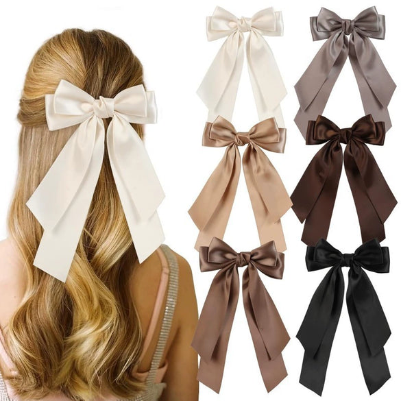 Double Layer Satin Ribbon Hairpin Polyester Material Cute Broken Bow Shape Handmade Women's Hair Accessory