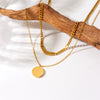 Double Layer Stacked Portrait Round Coin Pendant Titanium Steel Chain Bracelet Necklace Electroplated Women's