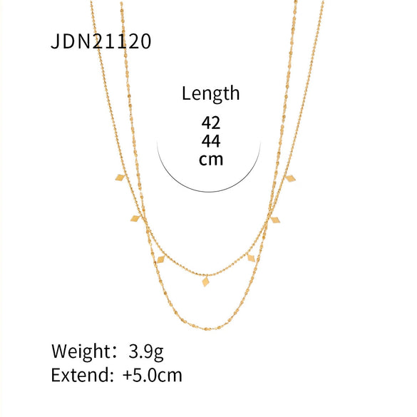 Double Layer Stacked Tassel Necklace Stainless Steel Geometric Electroplating Women's