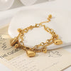 Double Layer Stainless Steel Hollow Heart Pendant Electroplated Fashion All Match Non Fading Women's Bracelet