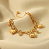 Double Layer Stainless Steel Hollow Heart Pendant Electroplated Fashion All Match Non Fading Women's Bracelet