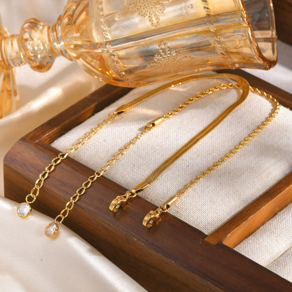 Double Layer Stainless Steel Twist Chain Golden Bracelet Fashion Style For Women
