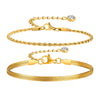 Double Layer Stainless Steel Twist Chain Golden Bracelet Fashion Style For Women