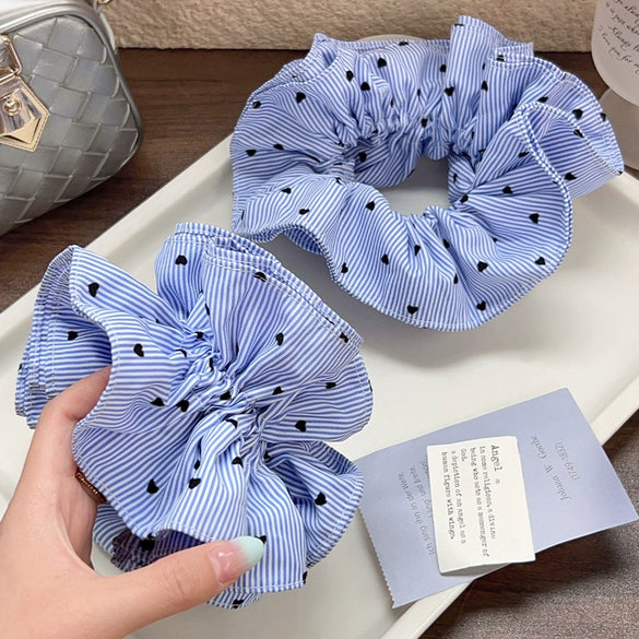 Double Layer Striped Love Hair Ring Fabric Handmade High Elastic Women