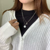 Double Layer Sweater Chain Hip Hop Cyber Clavicle Chain Titanium Steel Necklace For Women With Electroplating And Geometric Letters Numbers Text Pattern