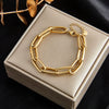 Double Layer Titanium Steel Chain Bracelet With Geometric Pattern Electroplated Unisex