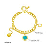 Double Layer Titanium Steel Chain With Roman Round Turquoise Pendant Electroplated Women's Jewelry Bracelet
