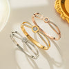 Double Ring Double Diamond Zircon Geometric Rose Gold Electroplated Titanium Steel Women's Bracelet