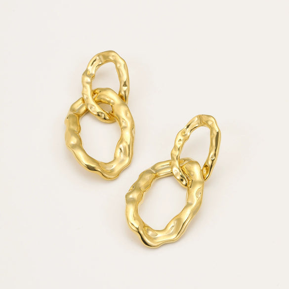 Double Ring Ring Buckle Earrings Stainless Steel Electroplating Fashion Women's