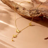 Double Sided Butterfly Flower Steel Ball Tassel Necklace In Fashion Style Made Of Stainless Steel With Electroplating Treatment For Women