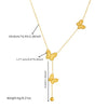 Double Sided Butterfly Flower Steel Ball Tassel Necklace In Fashion Style Made Of Stainless Steel With Electroplating Treatment For Women