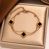 Double Sided Four Leaf Clover Women's Niche Design Bracelet In Titanium Steel With 18K Rose Gold Electroplated Geometric Pattern