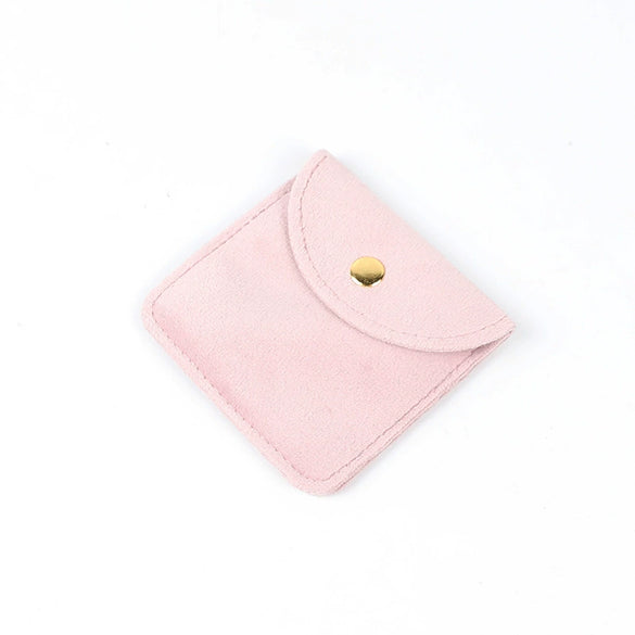 Double Sided Velvet Snap Button Jewelry Packaging Pouch Fabric Necklace Storage Bag Moisture Proof Scratch Resistant