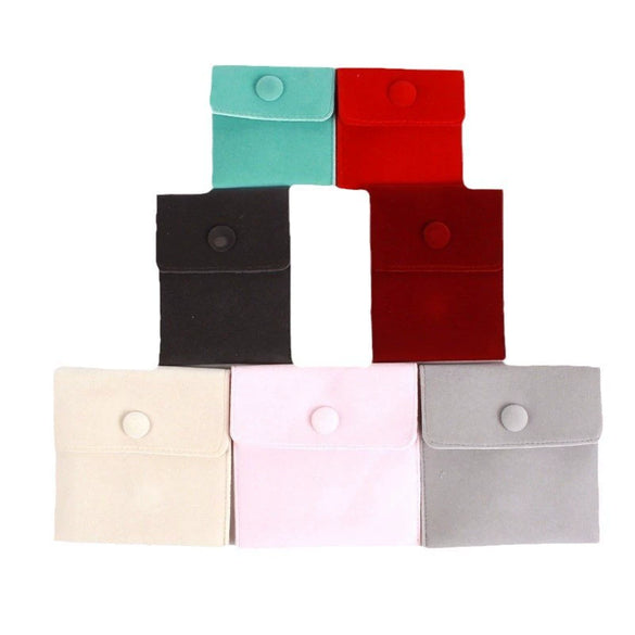 Double Sided Velvet Snap Button Jewelry Packaging Pouch Fabric Necklace Storage Bag Moisture Proof Scratch Resistant