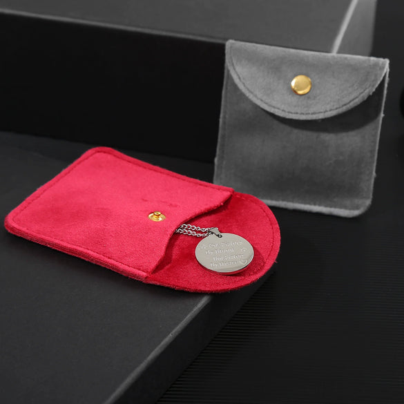 Double Sided Velvet Snap Closure Jewelry Storage Pouch Flip Pocket Fabric Packaging Bag For Rings And Earrings