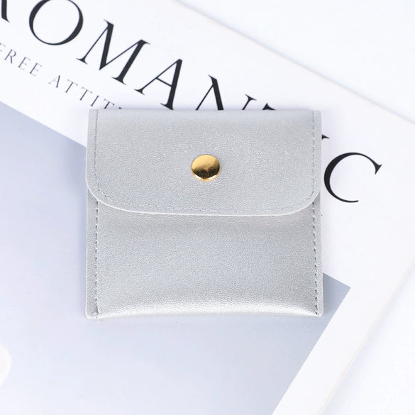 Double Sided Velvet Snap Closure Jewelry Storage Pouch Flip Pocket Fabric Packaging Bag For Rings And Earrings