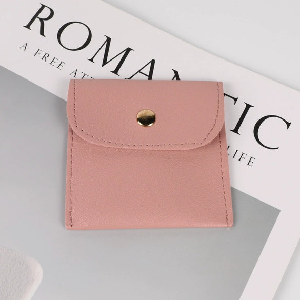 Double Sided Velvet Snap Closure Jewelry Storage Pouch Flip Pocket Fabric Packaging Bag For Rings And Earrings
