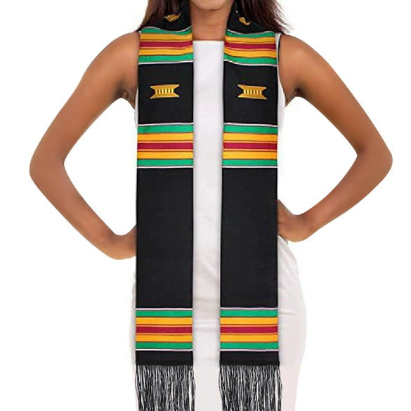 Double Tassel Satin Shawl Scarf With Color Printing For Adult