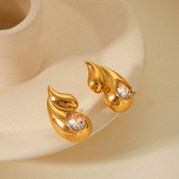 Double Water Drop Stainless Steel Electroplated Women's Earrings