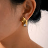 Double Water Drop Stainless Steel Electroplated Women's Earrings