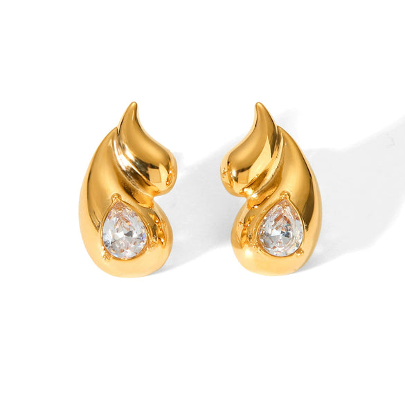 Double Water Drop Stainless Steel Electroplated Women's Earrings