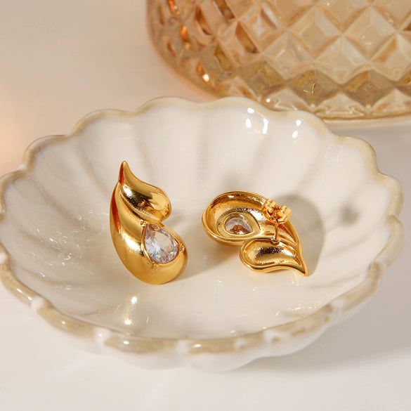 Double Water Drop Stainless Steel Electroplated Women's Earrings