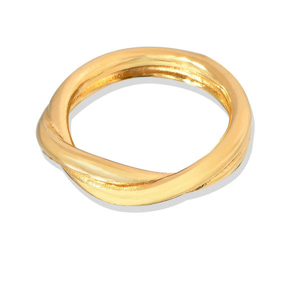 Doublelayer Crosswinding Women's Retro Elegant Geometric Titanium Steel Goldplated Ring