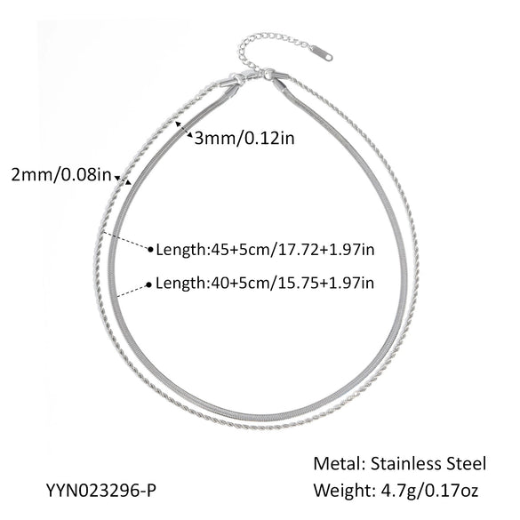 Doublelayer Fashion Exquisite Stainless Steel Blade Chain Necklace With Pvd Furnace Vacuum Real Gold Plating